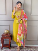 Yellow Viscose Readymade Kurti